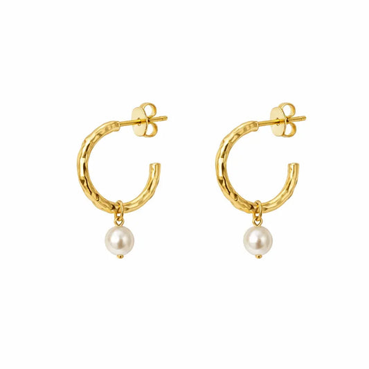 Imitation Pearl Golden Hoop Earrings marketplace image