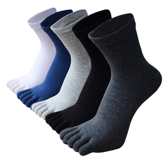 Men's Breathable Cotton Crew Athletic Sports Toe Socks