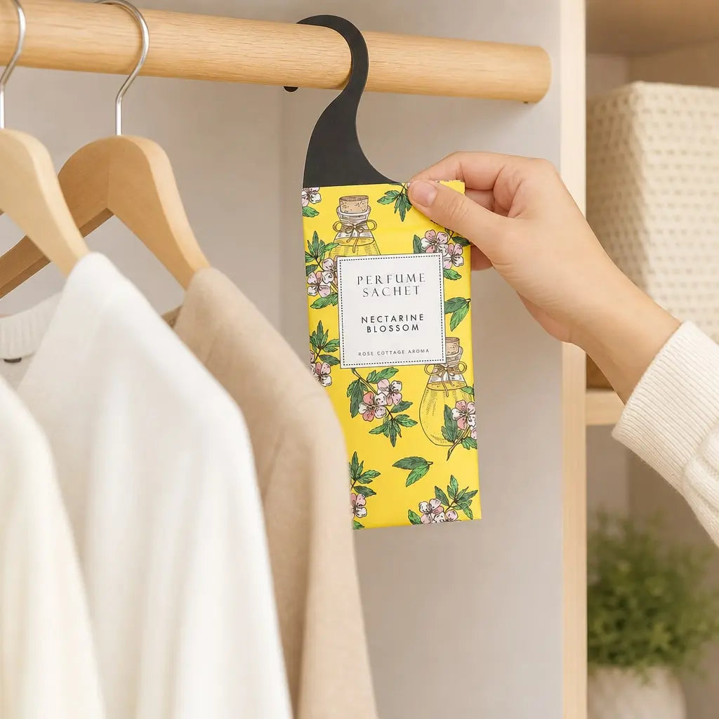 Rose Cottage 12Packs Nectarine Bloom Flower Closet Air Freshener Deodorizer Scented Sachets Bags for Drawer and Closet model image