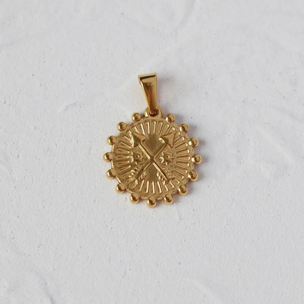 Gold Plated Roman Coin Pendant 16 sku-16-L16 珠边箭头 Crushes.