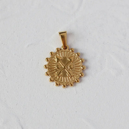 Gold Plated Roman Coin Pendant 16 sku-16-L16 珠边箭头 Crushes.