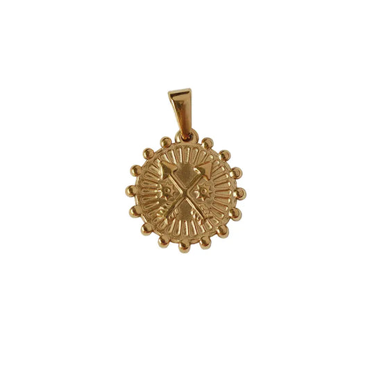 Gold Plated Roman Coin Pendant, Antique Portrait Charm, 2 cm, No Chain Crushes.