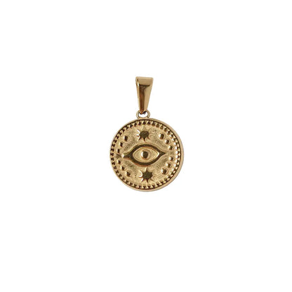 Gold Plated Roman Coin Portrait Pendant, 18K Antique Style Round Charm, No Chain Crushes.
