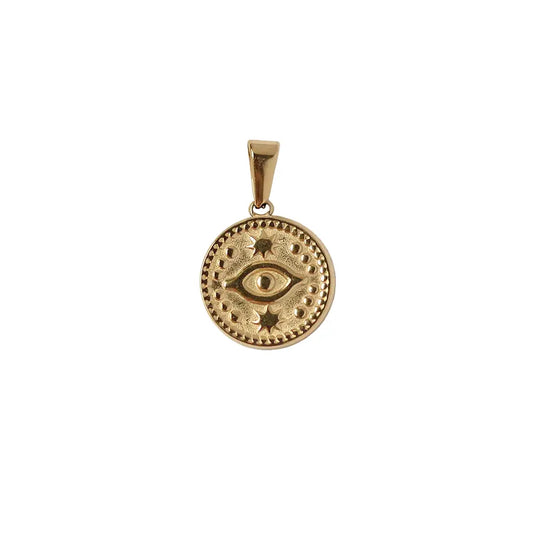 Gold Plated Roman Coin Portrait Pendant, 18K Antique Style Round Charm, No Chain Crushes.