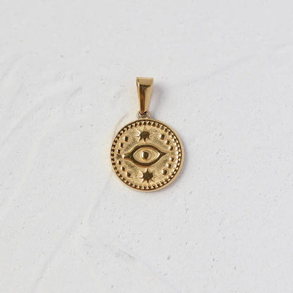 Gold Plated Roman Coin Portrait Pendant, 18K Antique Style Round Charm, No Chain Crushes.