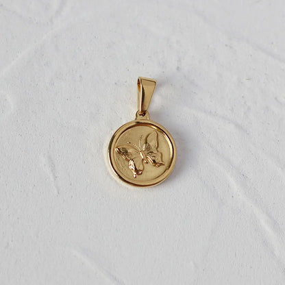 Gold Plated Roman Coin Pendant sku-5-L05 圆形蝴蝶 Crushes.