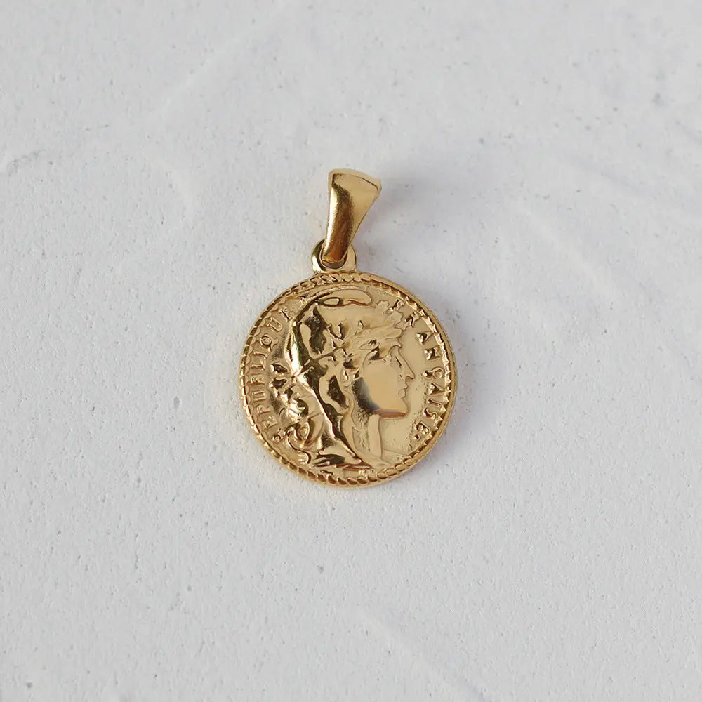 Gold Plated Roman Coin Pendant sku-6-L06 花环头像 Crushes.