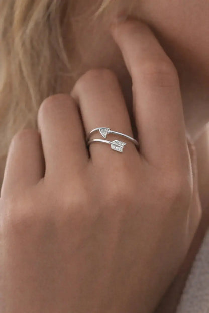 Solid Sterling Cupid Arrow Adjustable Ring model image