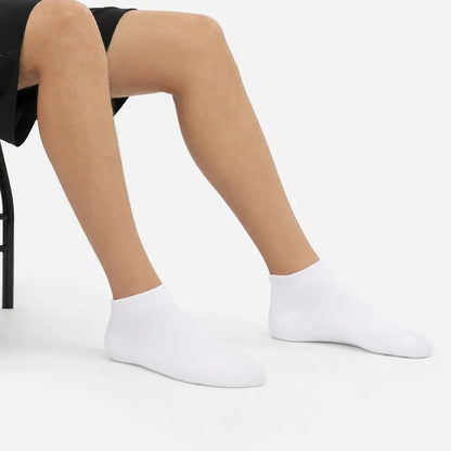 Unisex 12 Pairs White Premium Cotton School Socks model image