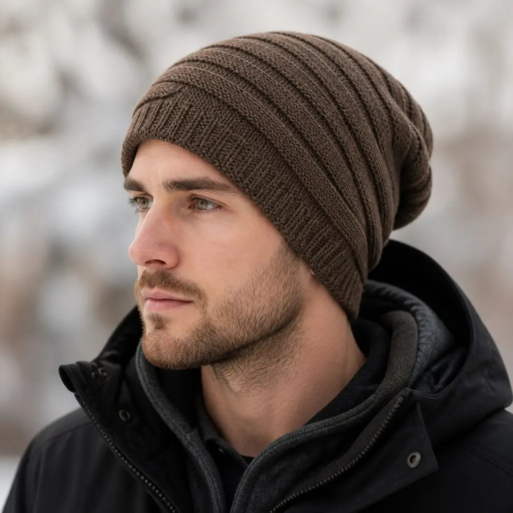 Winter Warm Slouchy Knit Beanie Long Hat model image