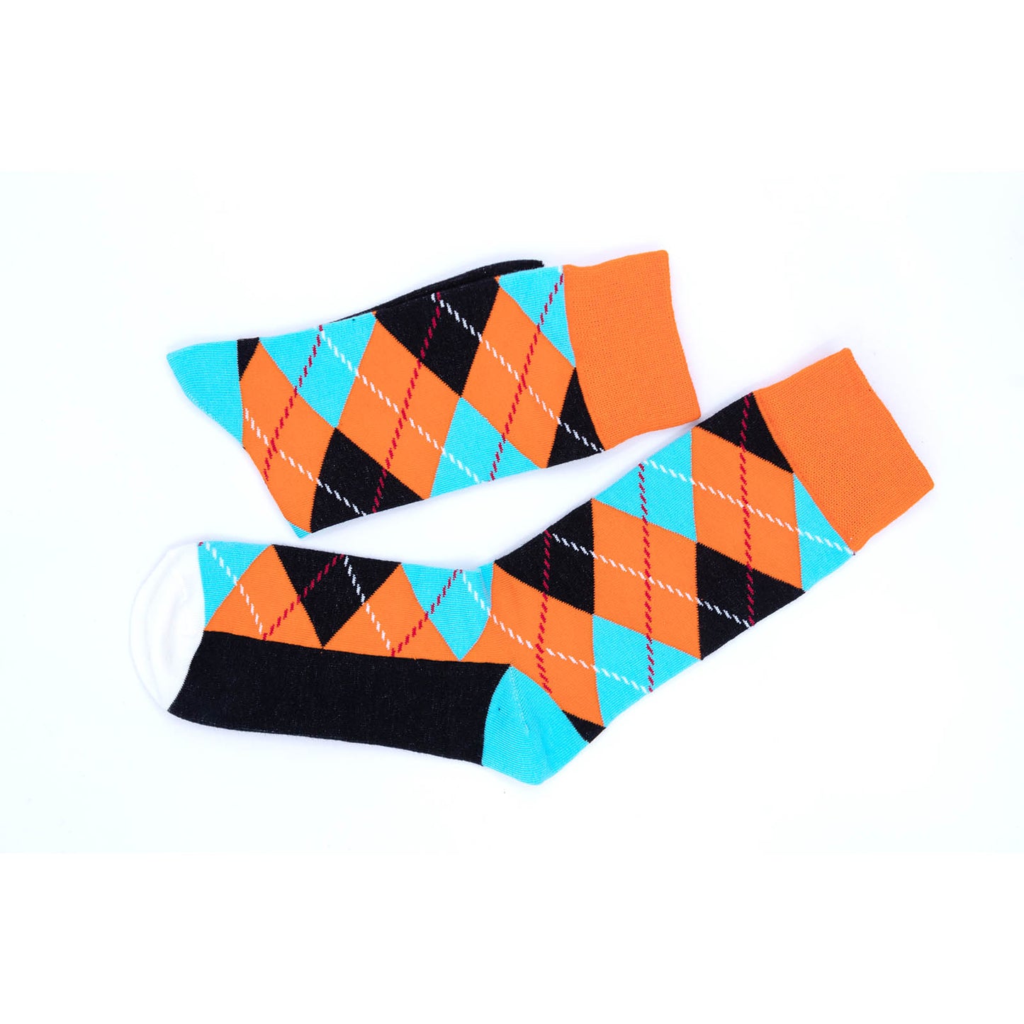 Orange Diamond Check Crew Cotton Socks - Pantsnsox