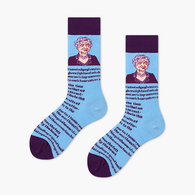 Royal Portrait Women Cotton Crew Socks - Pantsnsox