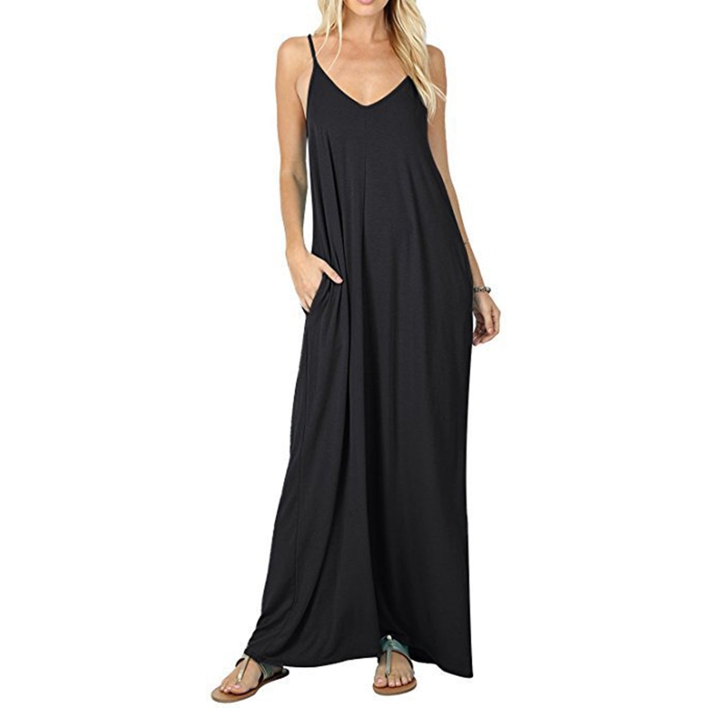 Women Full Slip Long Loose Camisole Liner Under Pocket Dress - Pantsnsox