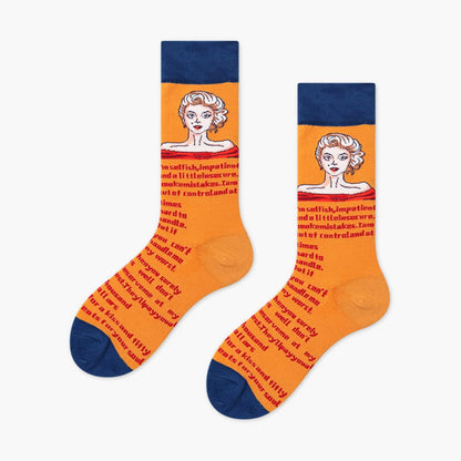 Royal Portrait Women Cotton Crew Socks - Pantsnsox