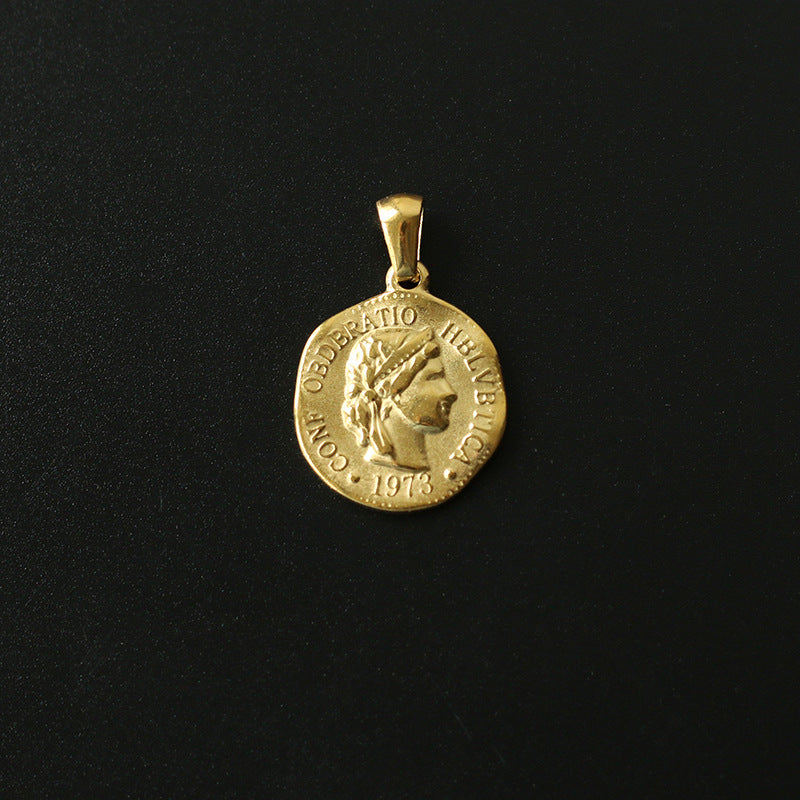 Gold Plated Portrait Coin Pendant - Pantsnsox