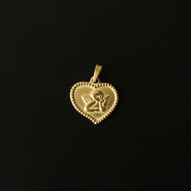 Gold Plated Angel Cupid Heart Pendant - Pantsnsox