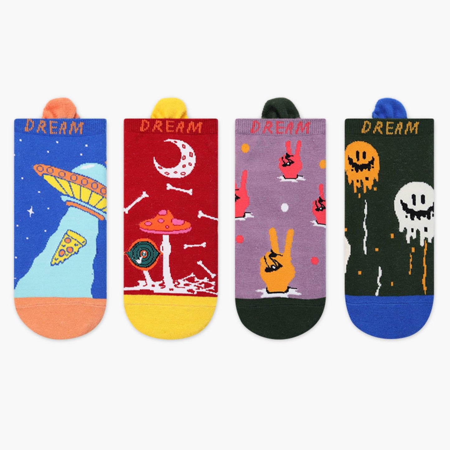 Women's & Girls Low Cut Halloween Socks – 4-Pack Spooky & Fun Designs