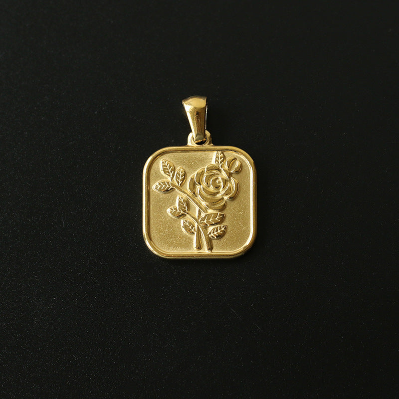 Gold Plated Roman Flower Pendant - Pantsnsox