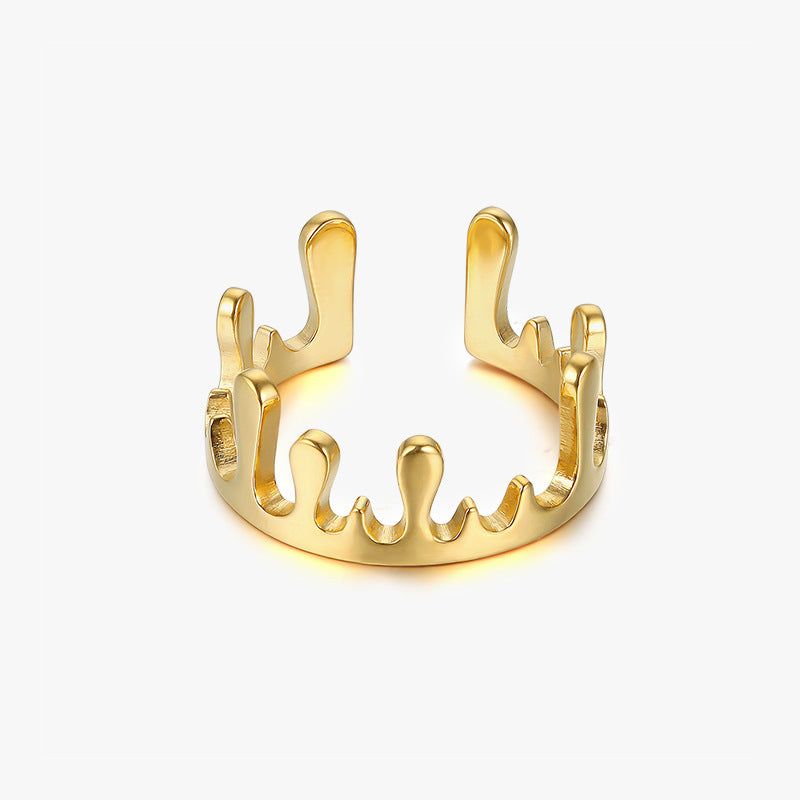 Plated Crown Adjustable Open Ring - Pantsnsox