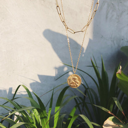 Angel Cupid Gold Coin Necklace - Pantsnsox