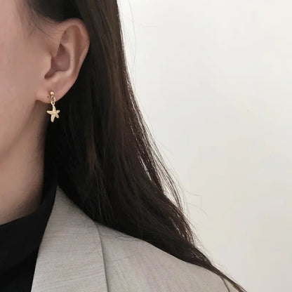 Plated Sea Star Drop Earrings Dangle Drop Studs Womens Gift JE_2105 Pantsnsox