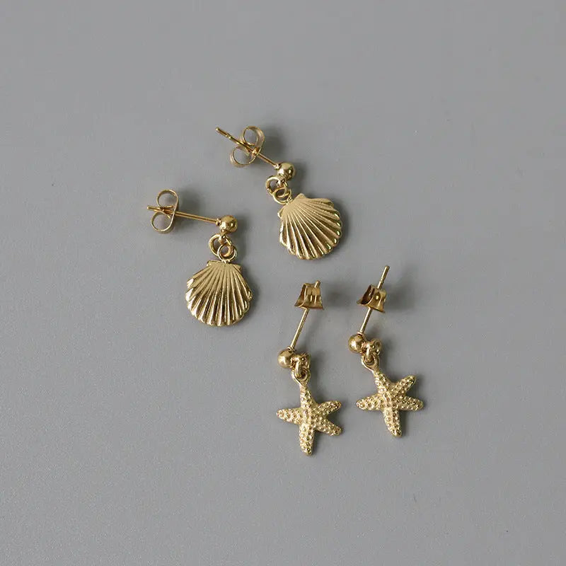 Plated Sea Star Drop Earrings Dangle Drop Studs Womens Gift JE_2105 Pantsnsox