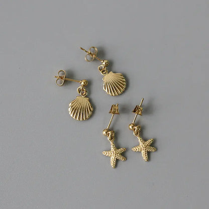 Plated Sea Star Drop Earrings Dangle Drop Studs Womens Gift JE_2105 Pantsnsox