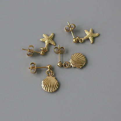 Plated Sea Star Drop Earrings Dangle Drop Studs Womens Gift JE_2105 Pantsnsox