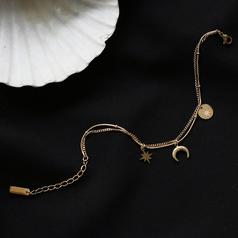 Plated Star Moon Bracelet - Pantsnsox