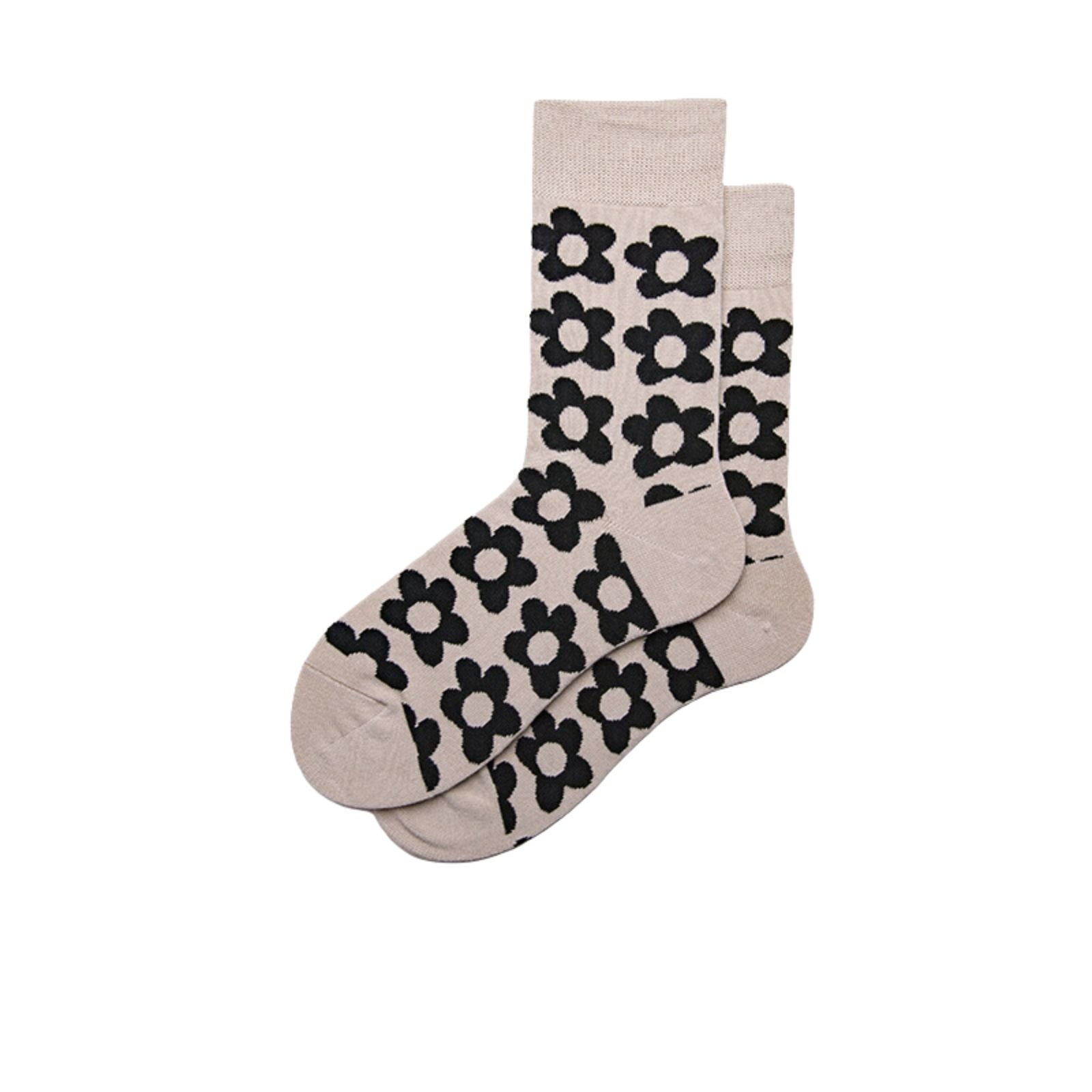 Floral Light Brown Casual Cotton Socks - Pantsnsox