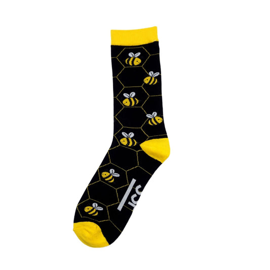Mens Yellow Bee Black Sock - Pantsnsox
