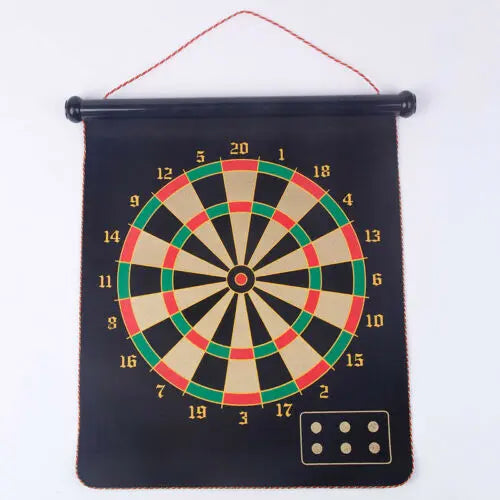 Magnetic Rollup Dart Board 4 Darts Large Double Side Dartboard Game 9” Pantsnsox