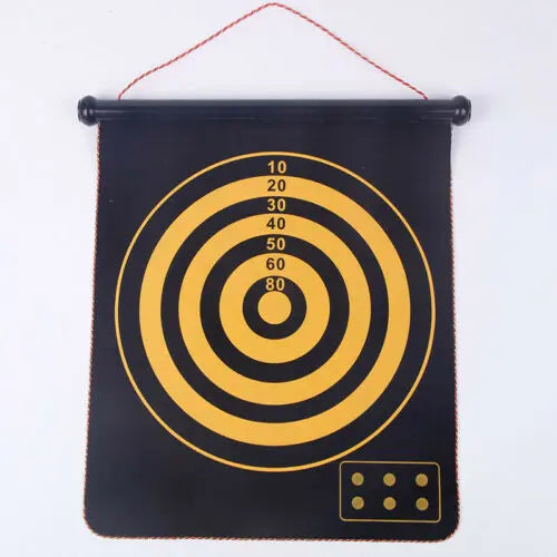 Magnetic Rollup Dart Board 4 Darts Large Double Side Dartboard Game 9” Pantsnsox