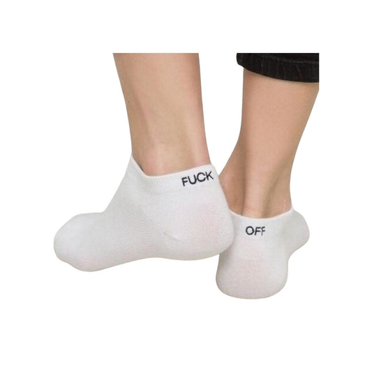 F*k Off  White Funky Ankle Socks - Pantsnsox
