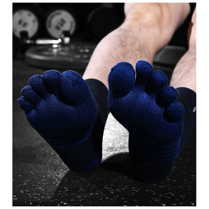 6 Pairs Black Blue Strip Color Compact Toe Socks