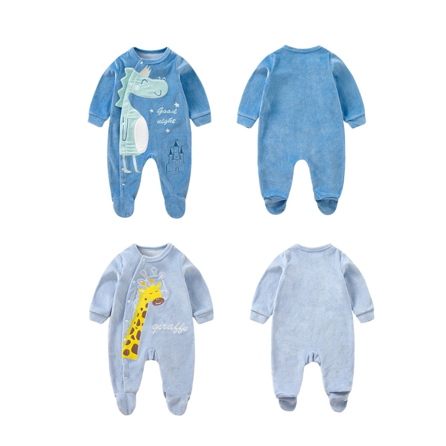 Blue Dinosaur Giraffe Sleep Jumpsuit - Pantsnsox