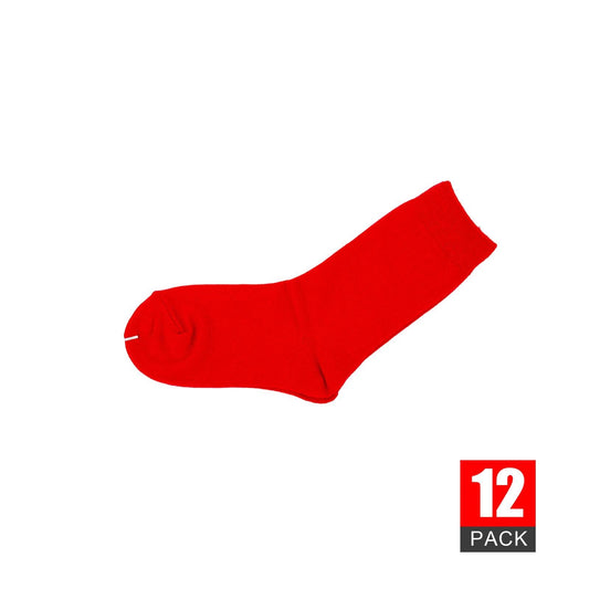 12 Pairs Red Premium Cotton School Socks - Pantsnsox