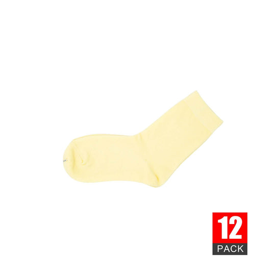 12 Pairs Yellow Premium Cotton School Socks - Pantsnsox