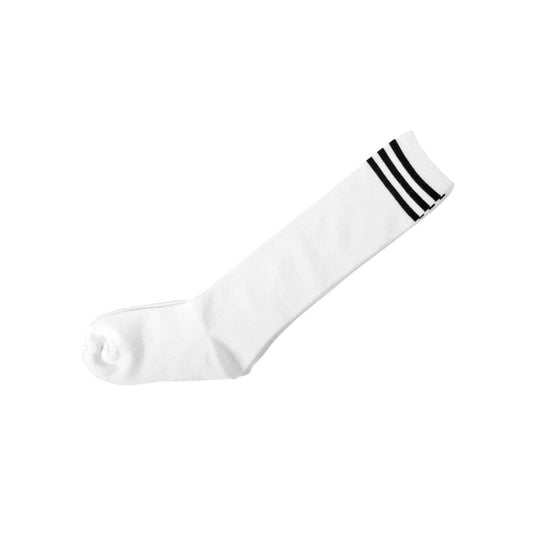 Womens Striped Top Black White Cotton Knee High Socks - Pantsnsox