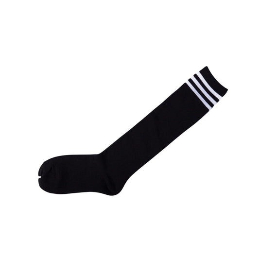 Womens Striped Top Black White Cotton Knee High Socks - Pantsnsox
