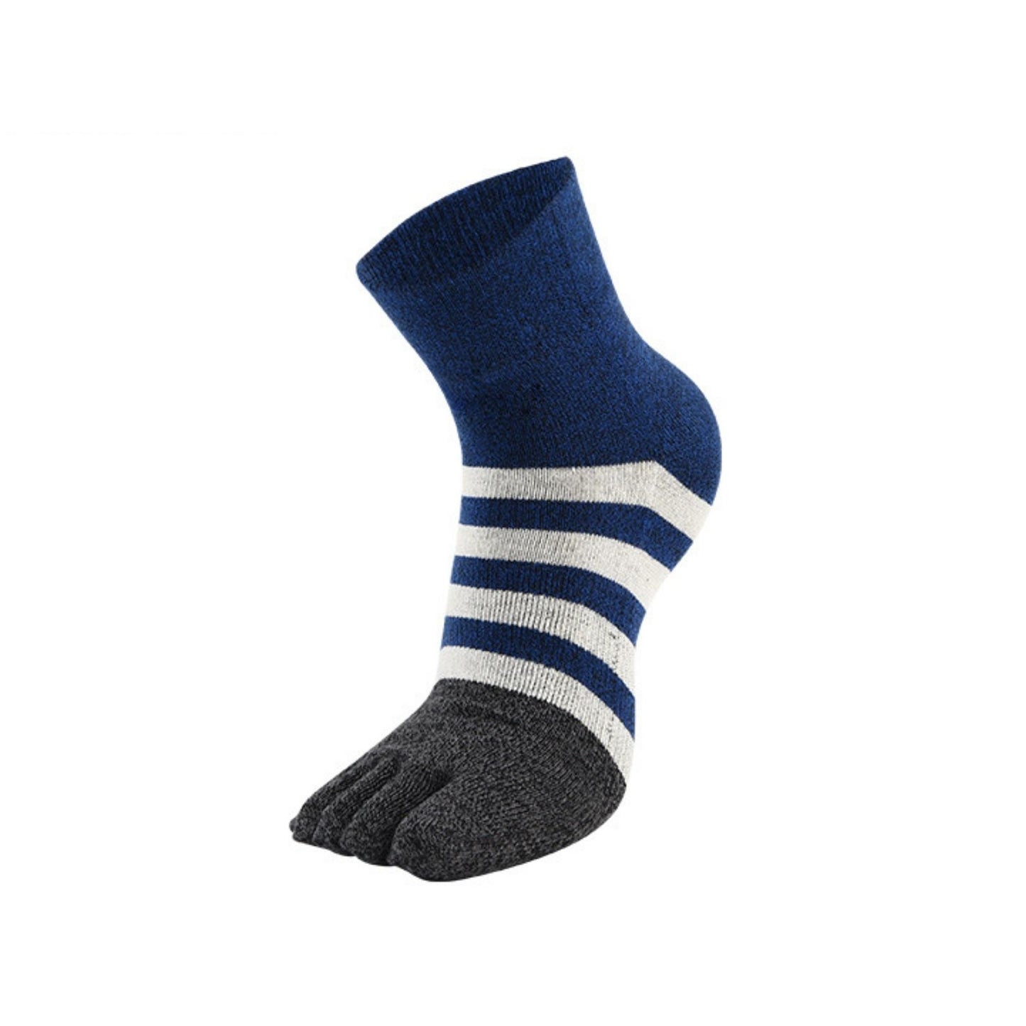 6 Pairs Blue White Strip Color Compact Toe Socks