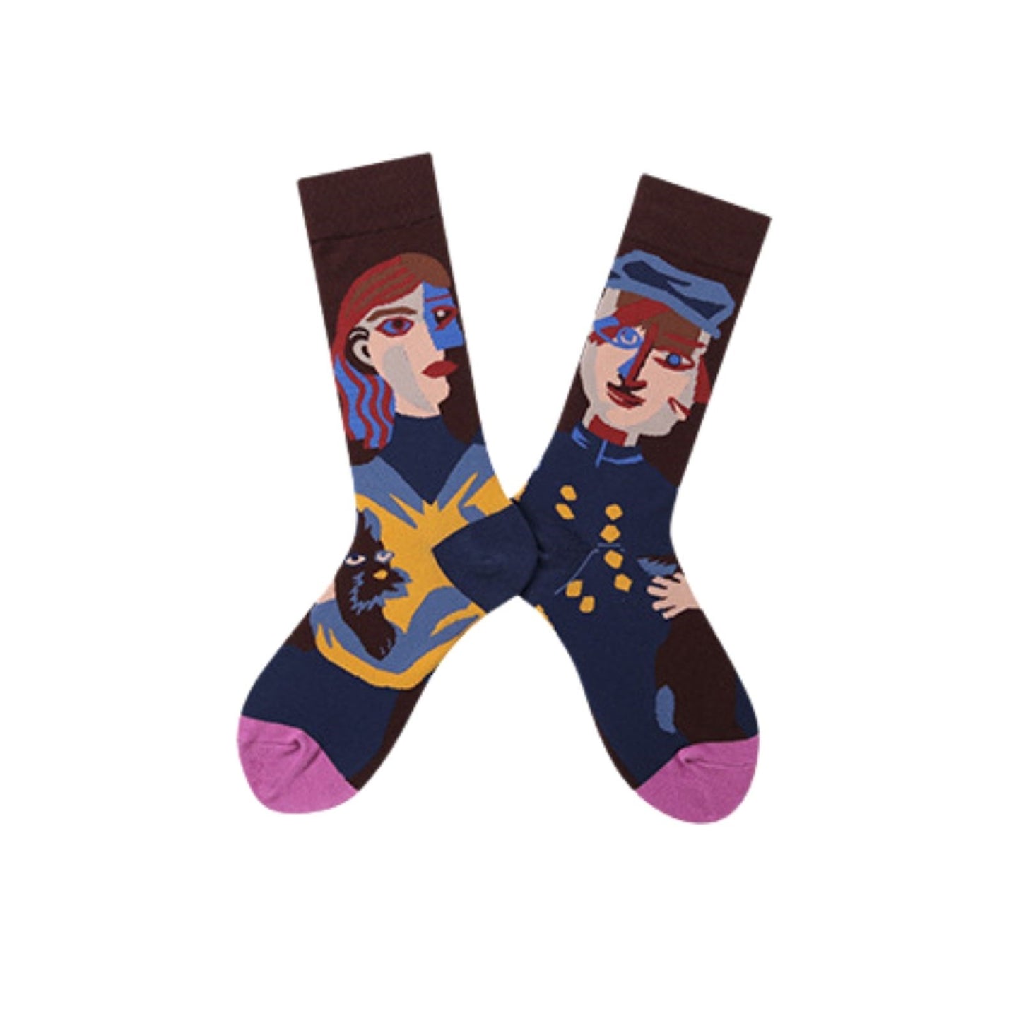 Mens 3 Pairs Art Party Novelty Masterpiece Socks Collection Artistic Portrait and Classic Art Design