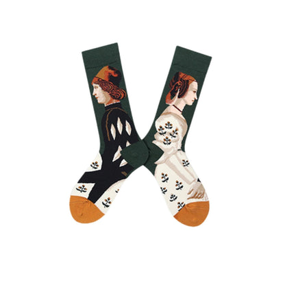 Mens 3 Pairs Art Party Novelty Masterpiece Socks Collection Artistic Portrait and Classic Art Design