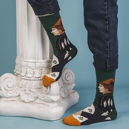 Mens 3 Pairs Art Party Novelty Masterpiece Socks Collection Artistic Portrait and Classic Art Design