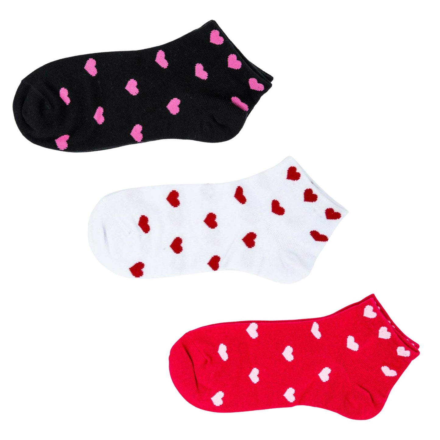 Low Cut 3 Pairs Women Heart Cotton Socks