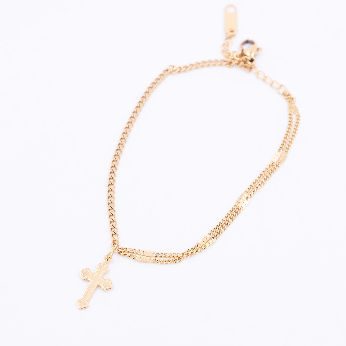 Chic Gold Plated Cross Charm Bracelet Adjustable Size