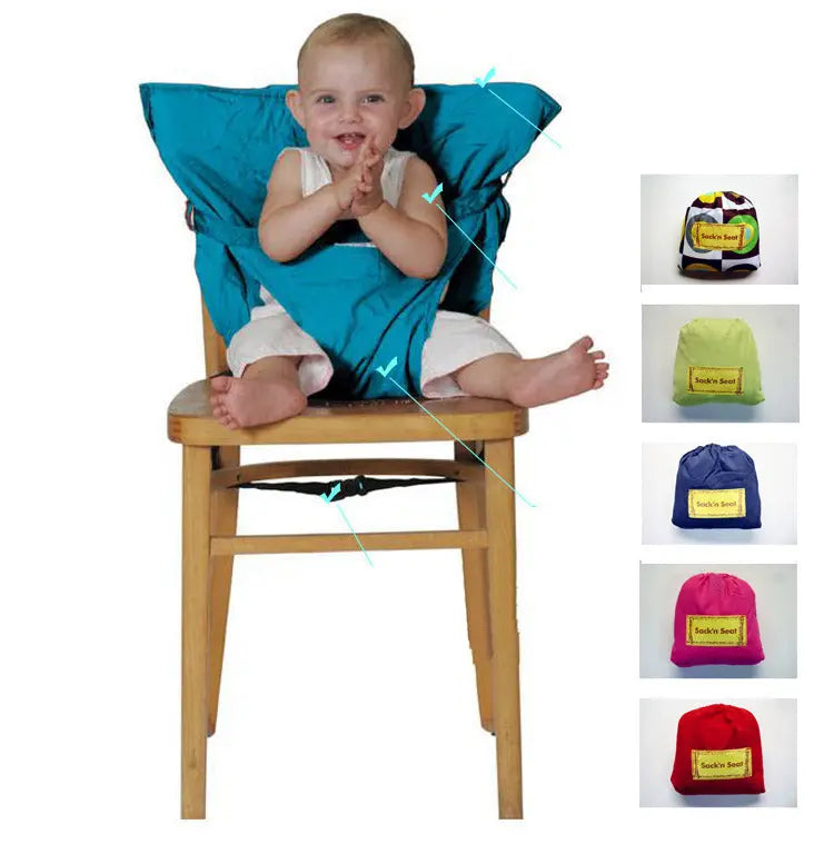 Baby Child Portable Change Normal Chair to High Chair Seat Belt Sack N Seat Blue