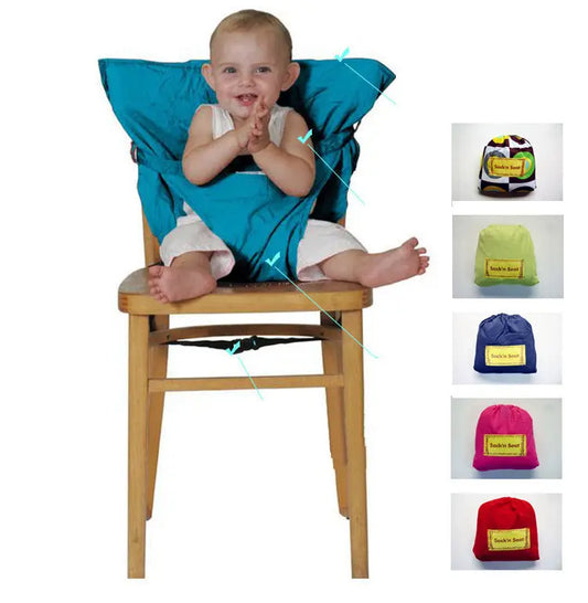 Baby Child Portable Change Normal Chair to High Chair Seat Belt Sack N Seat Blue