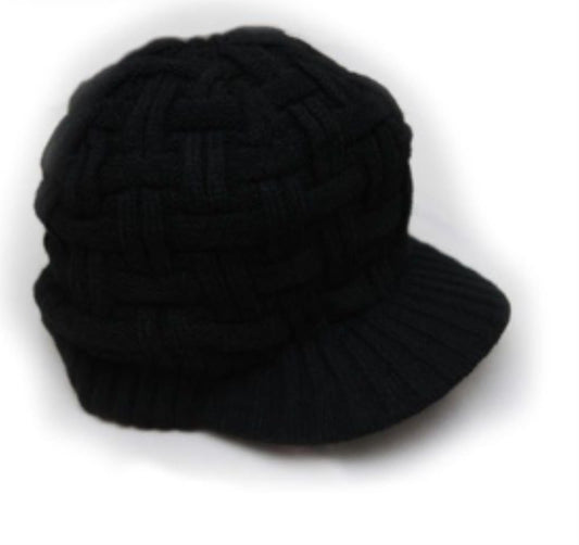 Mens Fashion Knitted Beanies Hats Wintera Ladies Unisex Baggy Beret Cap Hat Black - Pantsnsox