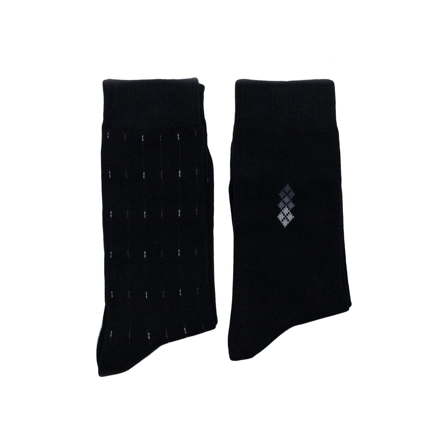 Mens Premium Cotton Business Socks Size 6-11 Black Patterned - Pantsnsox